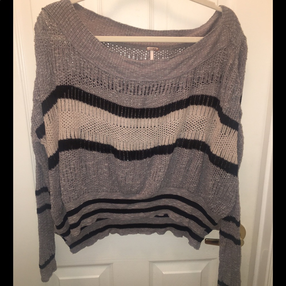Free People Crop Striped Sweater Top